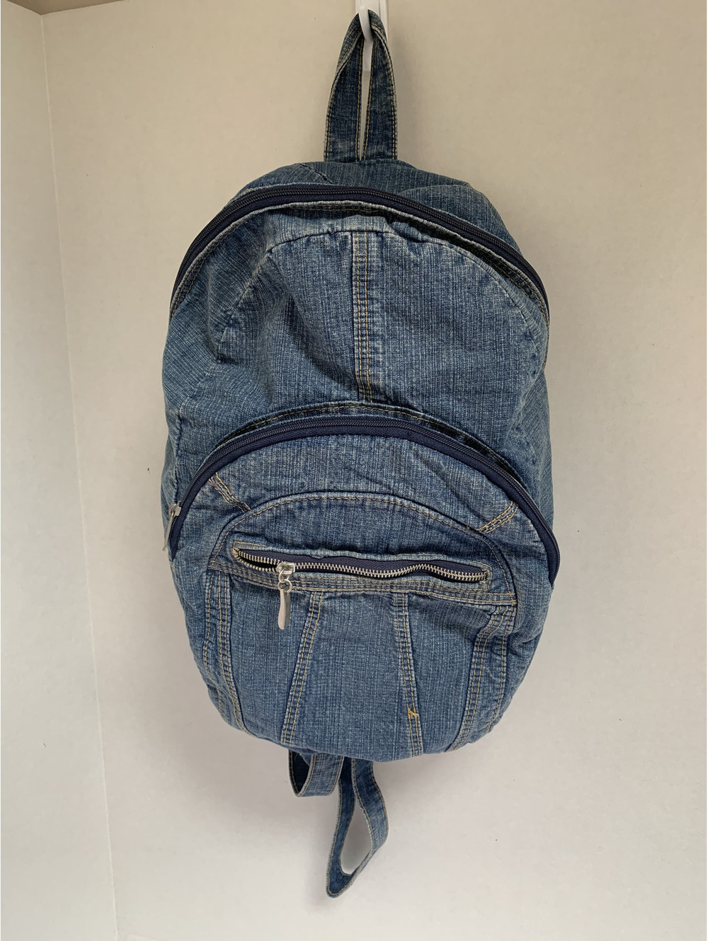 Denim Back Pack Vintage 90's Medium Blue Wash Zip Pockets